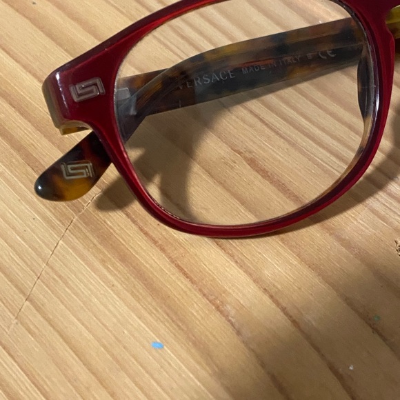 VERSACE - red and tortoise shell eyeglasses - Picture 3 of 7